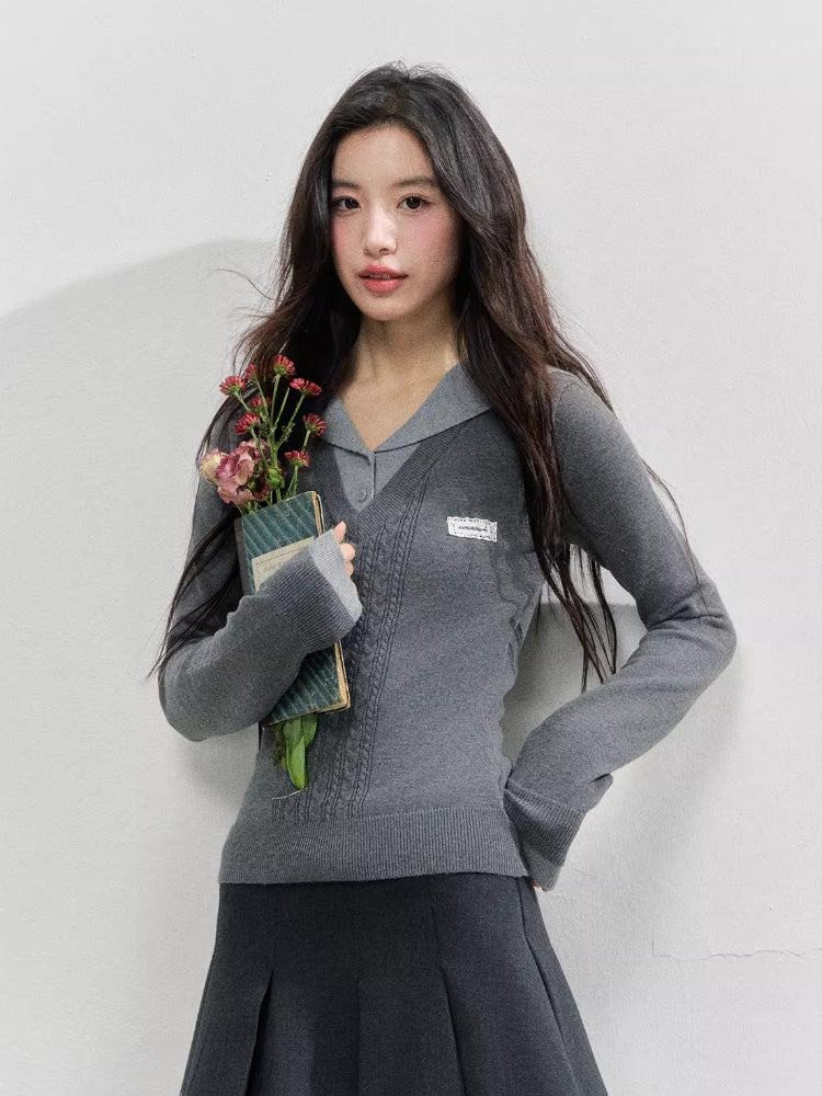 Naval Collar Preppy Girl Knit Crewneck