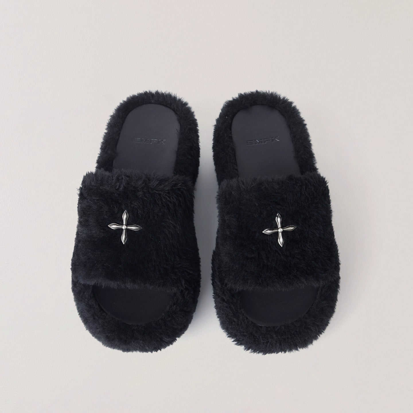 Cross Relic Shearling Heel Mules