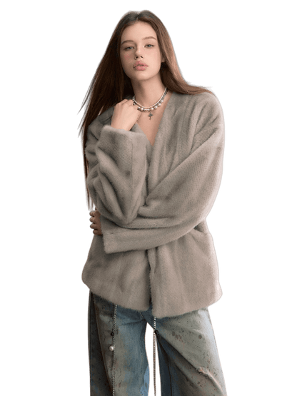 Ombre Faux Fur Statement Jacket