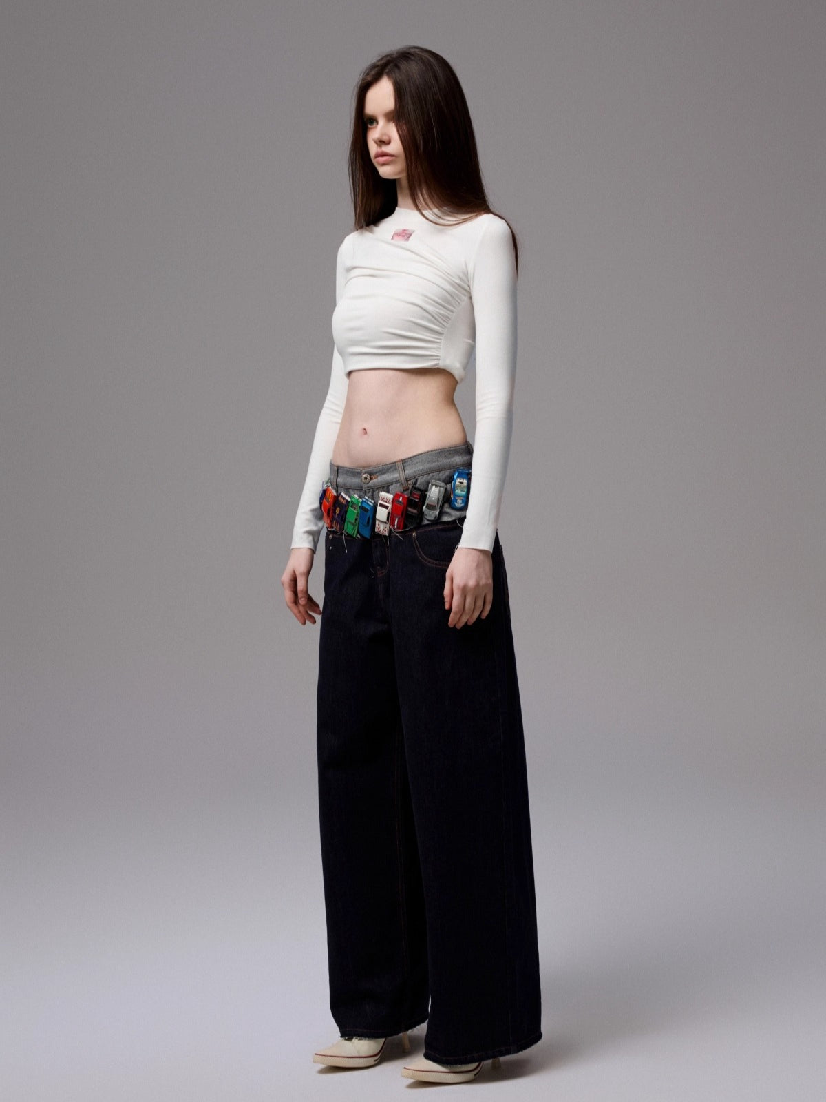 Ruched Long Sleeve Cropped T-shirt - CHINASQUAD