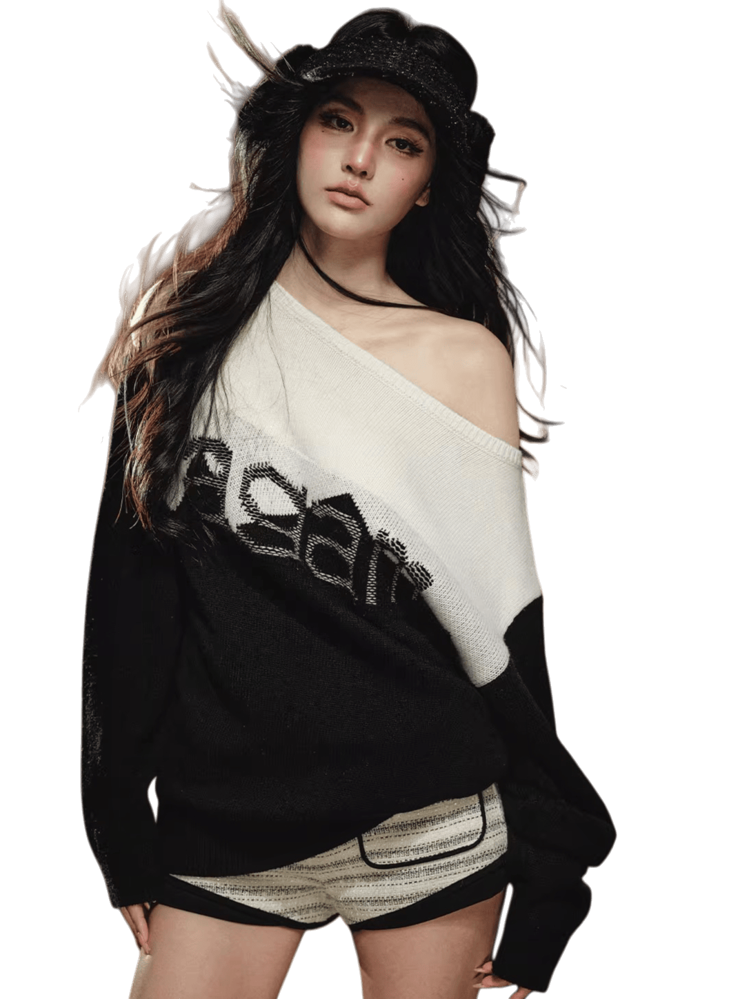 Off-Shoulder Wool-Blend Knit Sweater