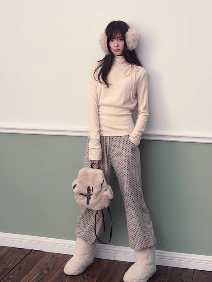 Polka Dot High-Waist Wide-Leg Pants