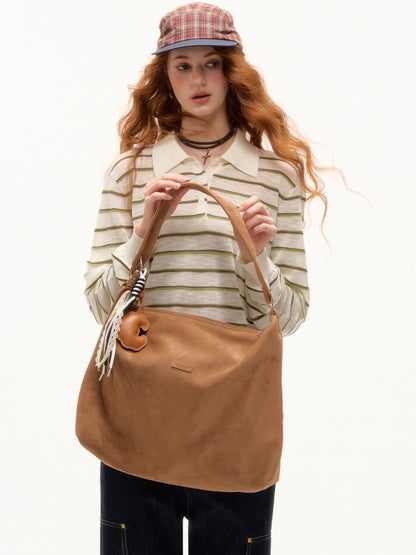 Striped Polo Drawstring T-shirt
