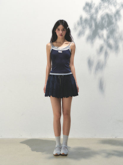 Fake Three-piece Lace Shell Logo Camisole T-shirt - CHINASQUAD