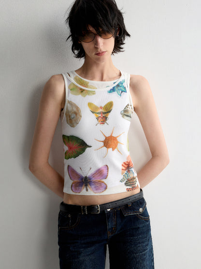 Lyocell Fun Print Short Sleeveless Tank Top