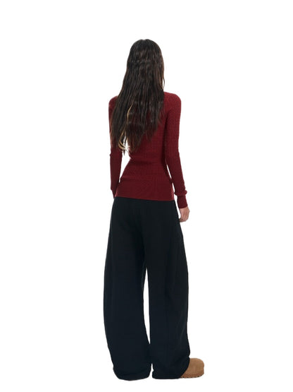 High-Stretch Slim-Fit Red Sweater