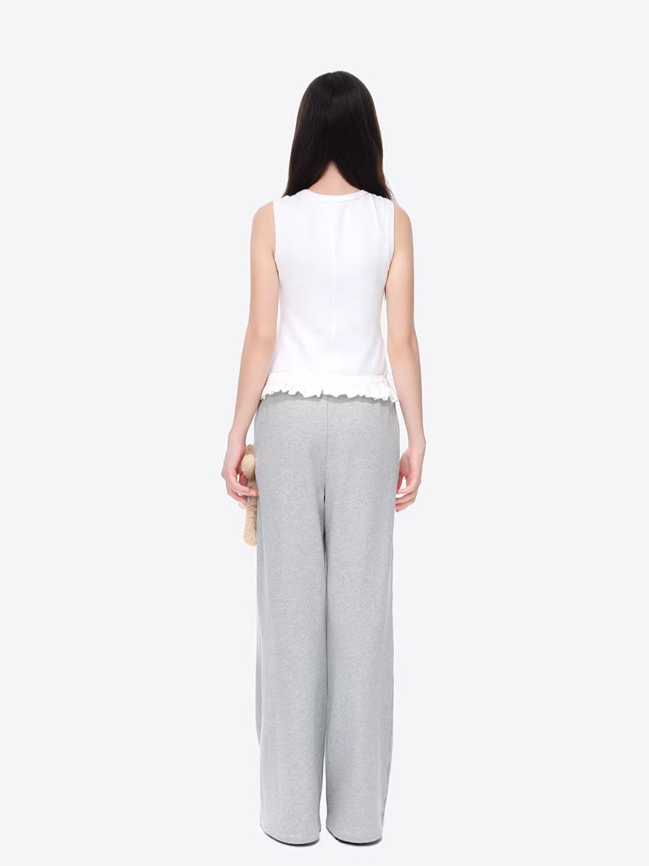 Lace-Waist Straight-Leg Lounge Pants