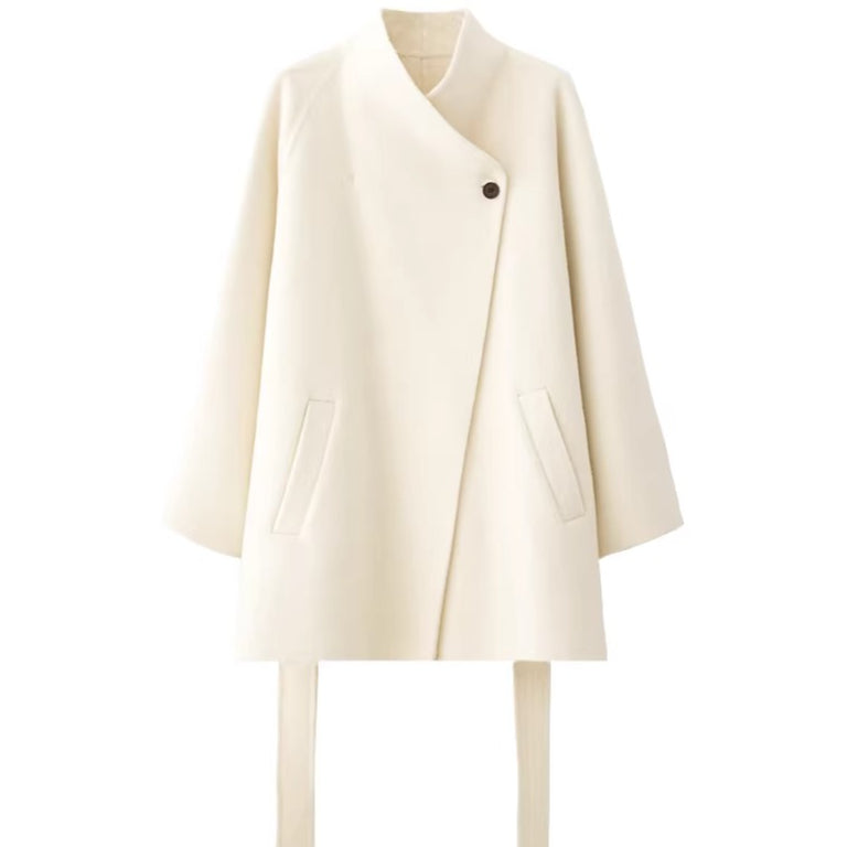 Tie-Belt Mid-Length Double-Faced Wool Jacket