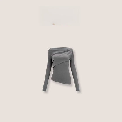 One-Shoulder Waist-Defining Knit Base Layer