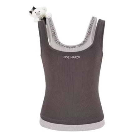 Gemstone-Collar Fitted Cropped Camisole