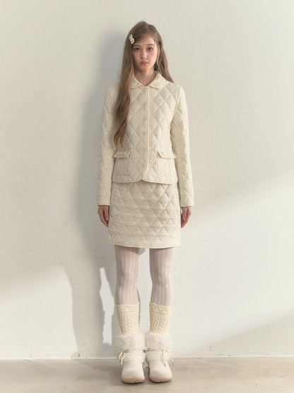 Reversible Quilted Doll Collar Jacket &amp; Skirt Set