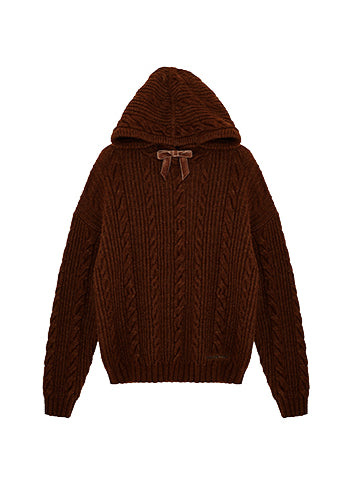 Bow-Tie Hooded Knit Hoodies