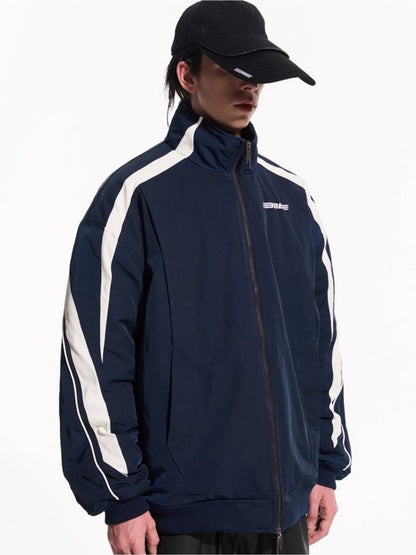 Striped Contrast Padded Cotton Jacket