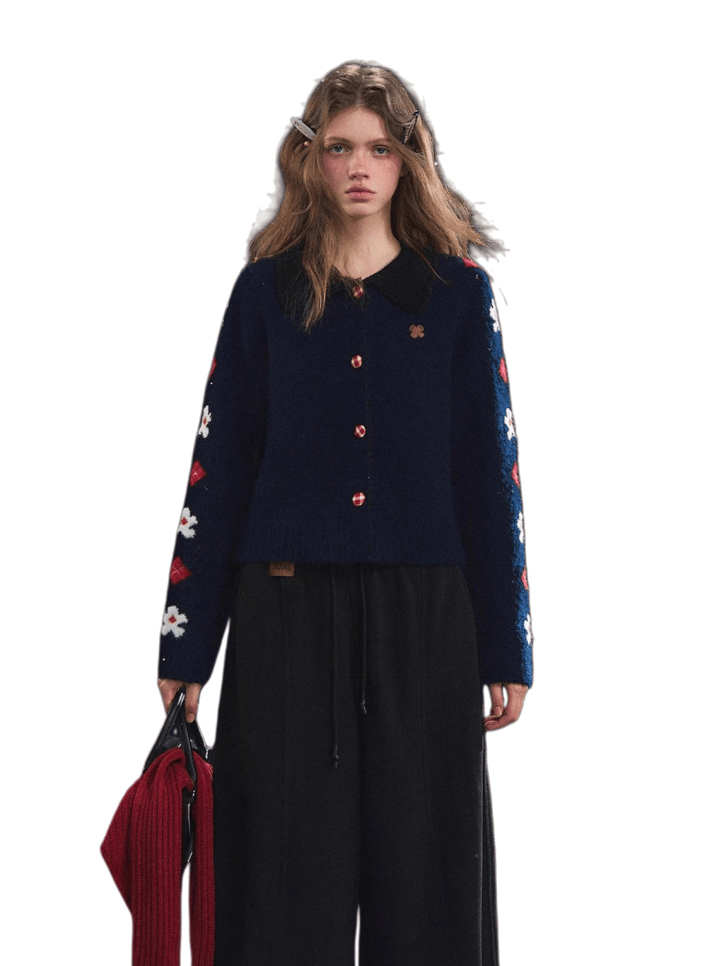 Vintage Floral Jacquard Lapel Cardigan