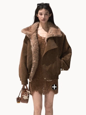 Fur-Collar Padded Short Jacket