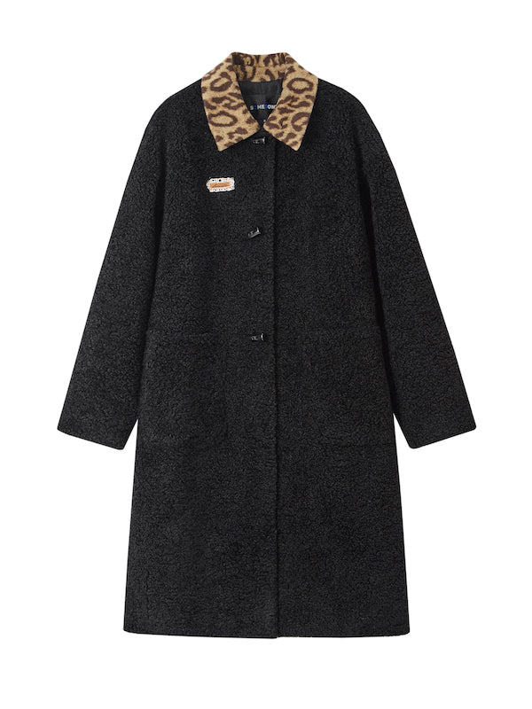 Contrast Collar Sherpa Long Coat