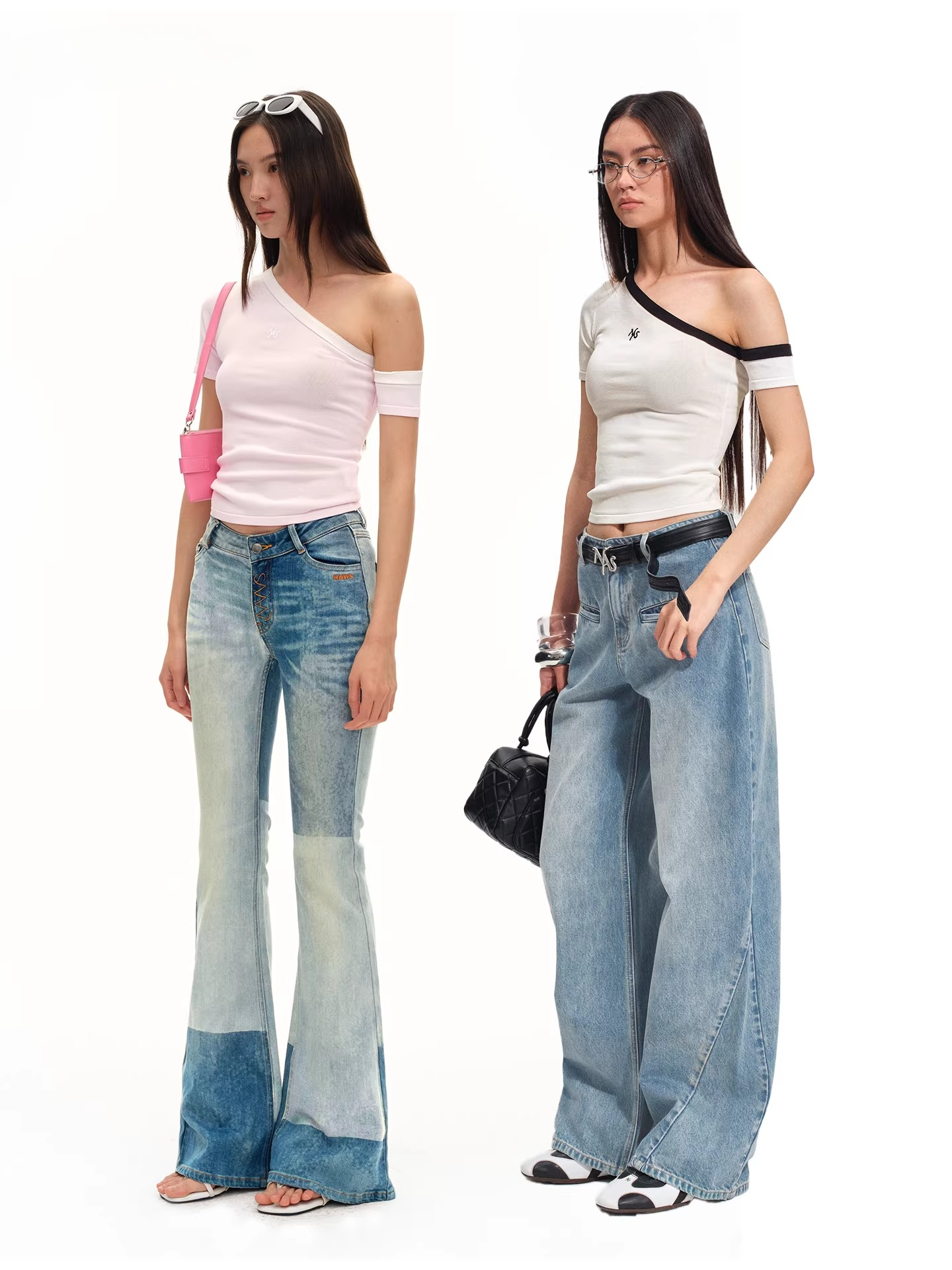 Asymmetric Sculpting Contrast Trim Fitted Tee