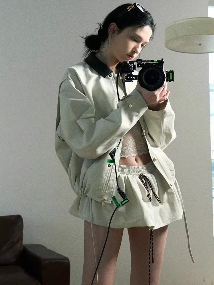 Vintage Intellectual-Style Relaxed Short Jacket