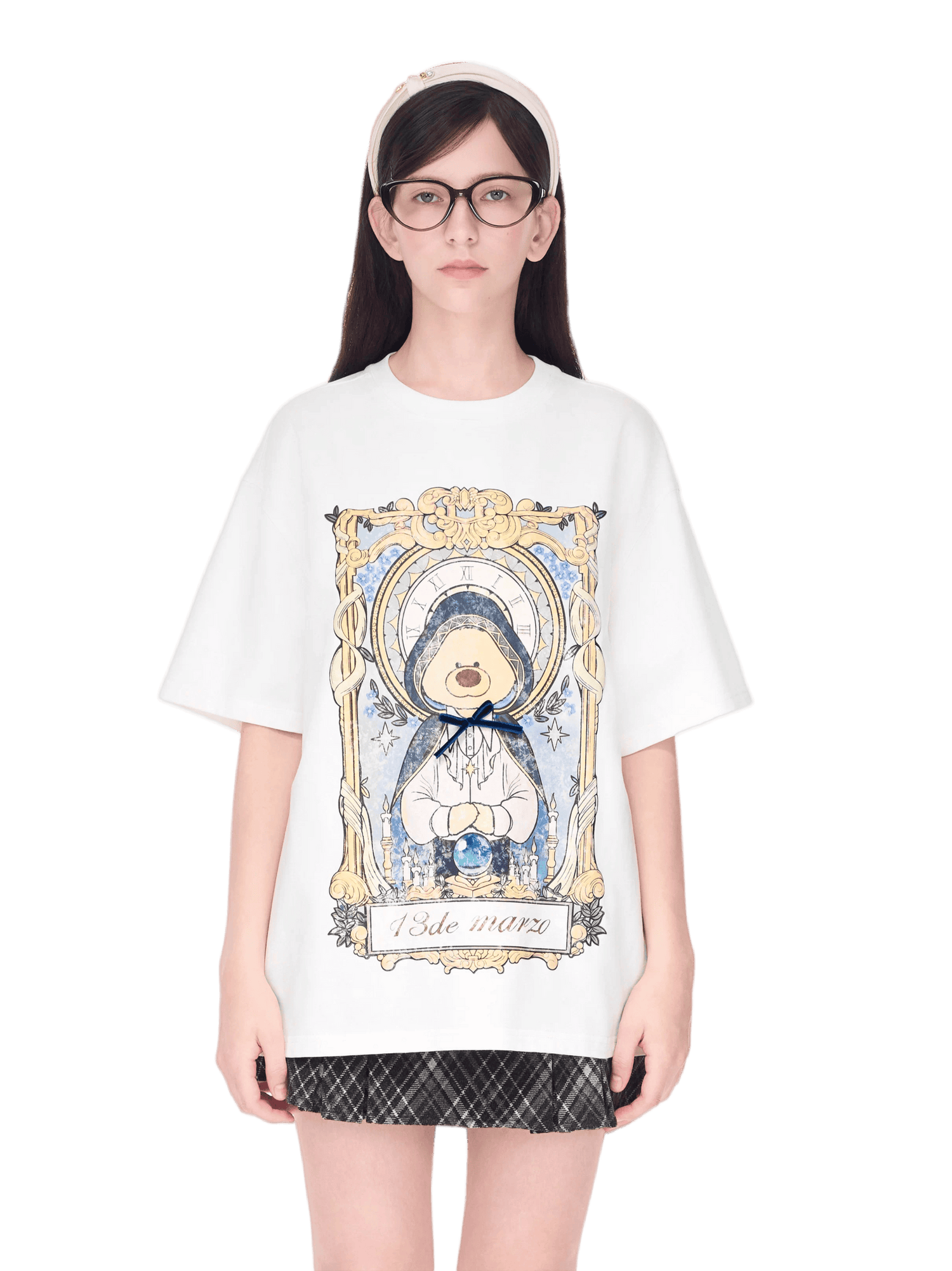 Tarot Bear Graphic Oversized T-Shirt