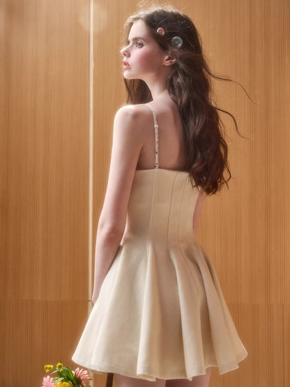 Wool-Blend Puffy Cami Dress