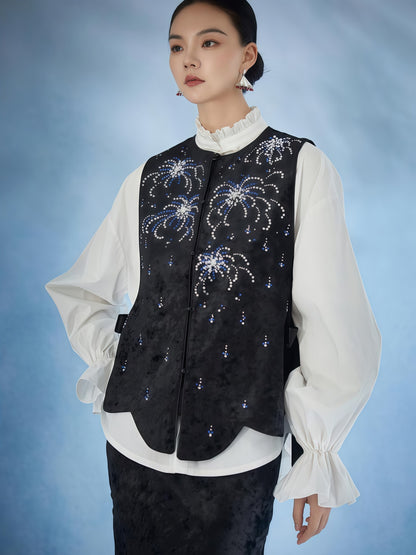 Celestial Spark Embellished Layered Tailored Set