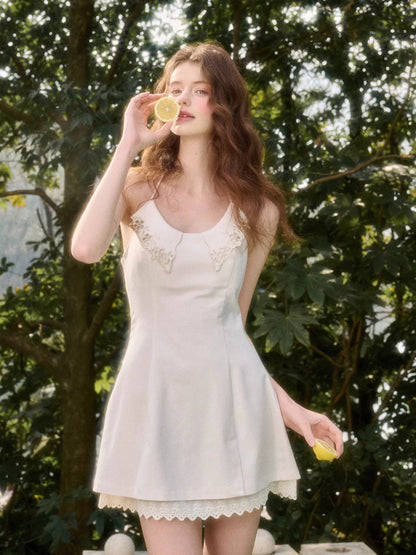 Cloud Neck Embroidered Dress