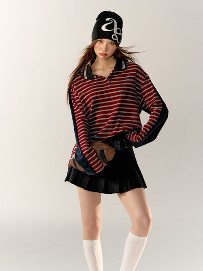 Striped Long-Sleeve Polo Shirt