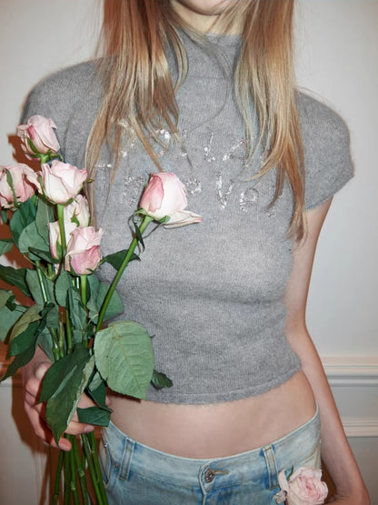 Sequin-Embroidered Mock-Neck Knit Turtleneck