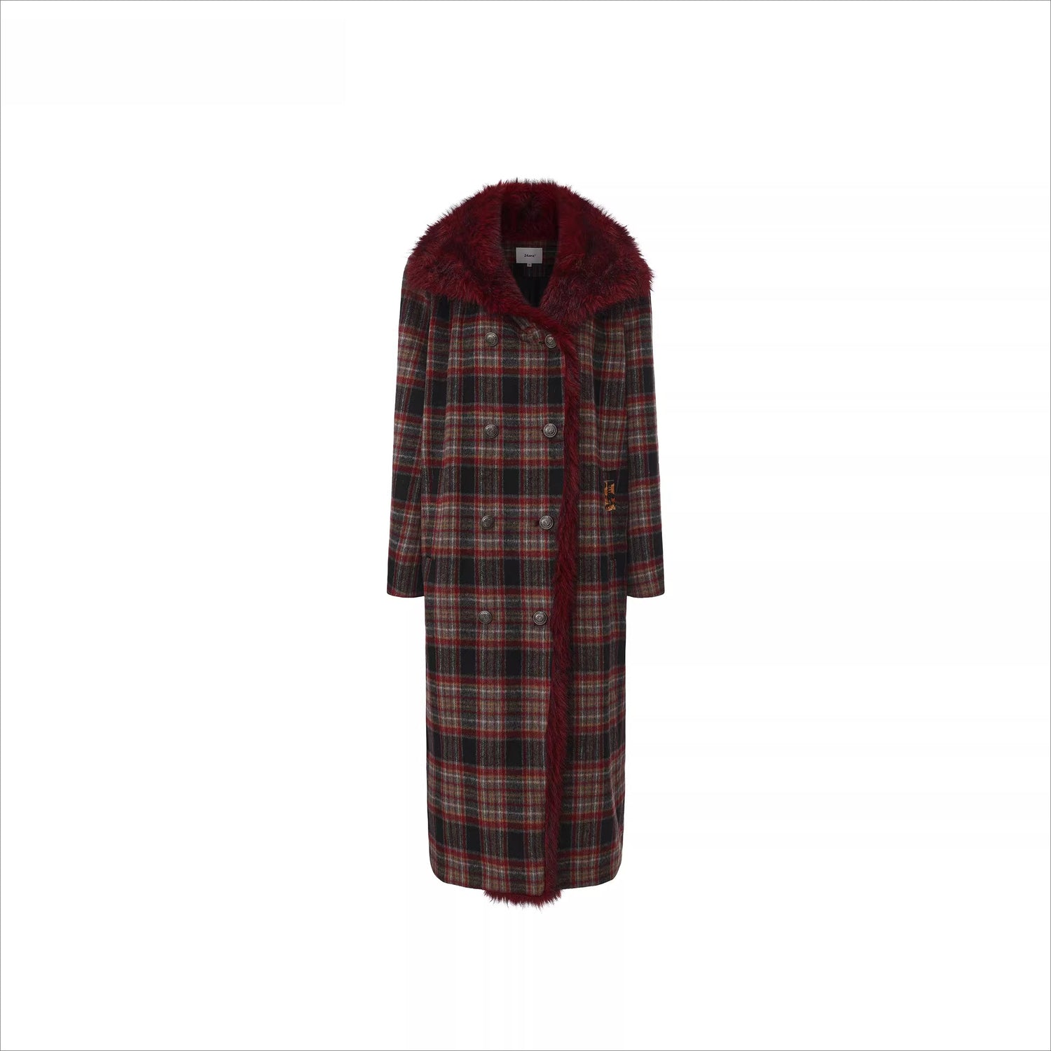 Detachable Fur Collar Wool-Blend Coat