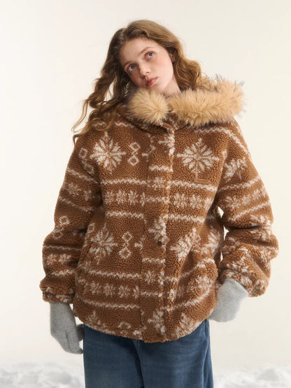 Fur Collar Fleece Hooded Jacket