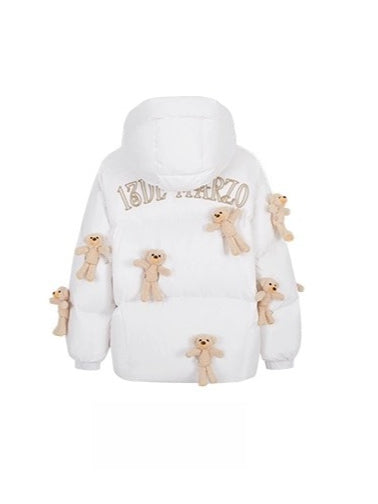 13DE MARZO Allover Teddy Hooded Down Jacket – CHINASQUAD