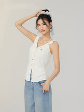 V-neck Lace Ruffled Vest - CHINASQUAD