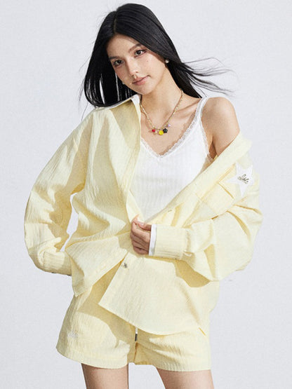 Layered Shirt and Shorts Two-Piece Set