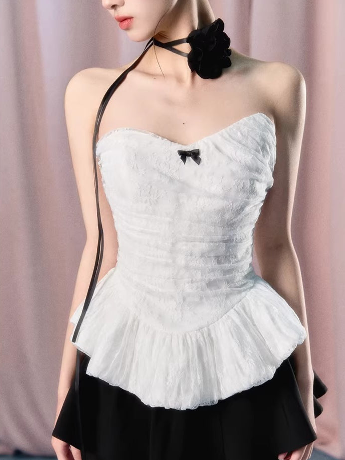 White Lace Corset Tube Top
