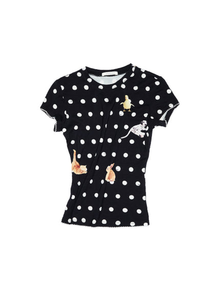 Cats &amp; Dogs Love Polka Dot Print T-Shirt - CHINASQUAD