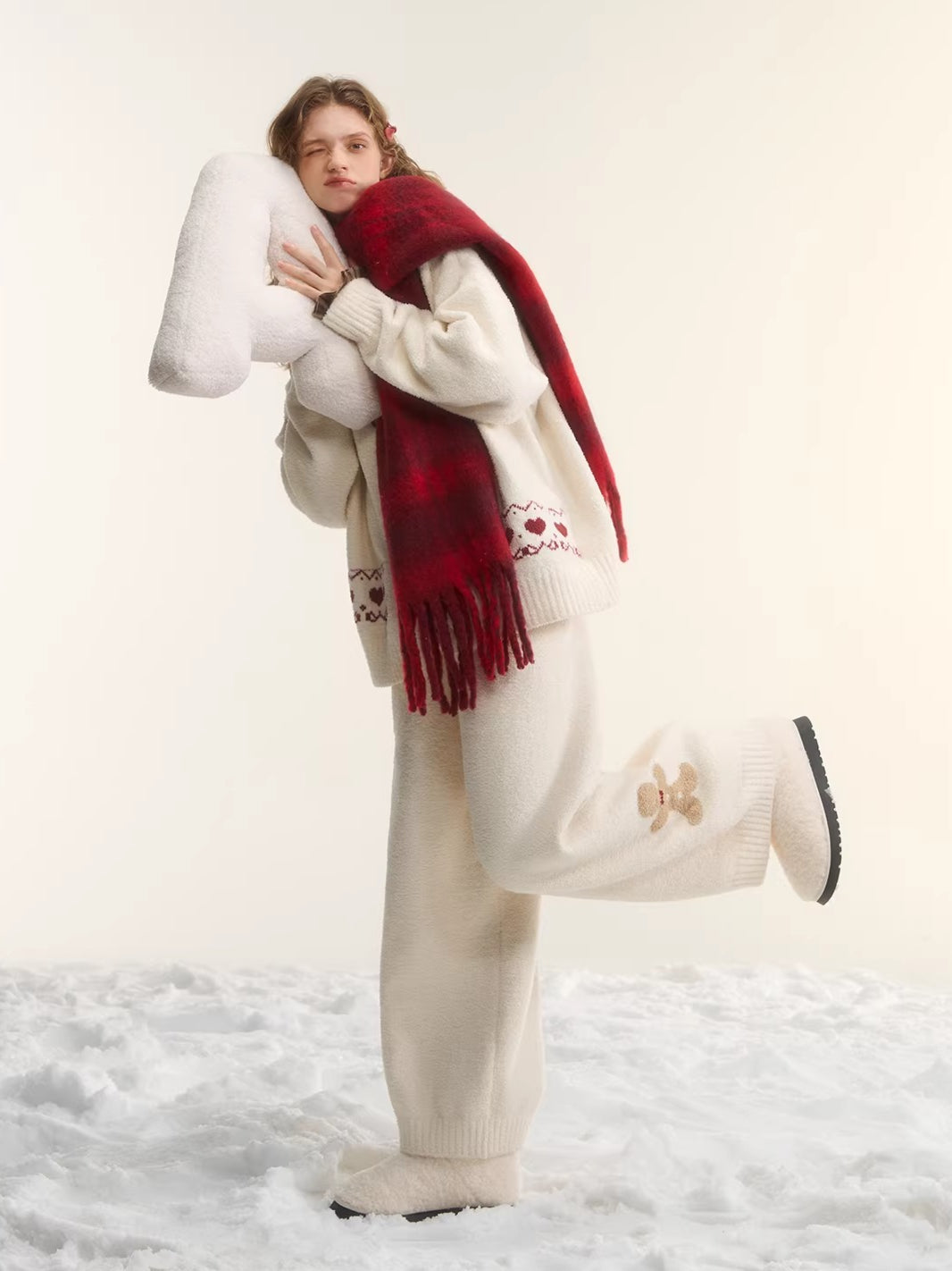 Vintage Wool-Blend Red Plaid Scarf