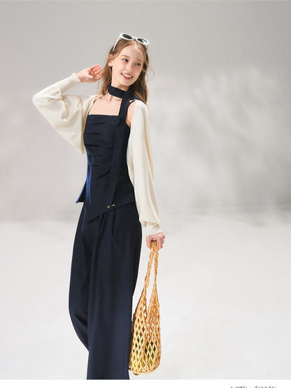 Denim-Inspired Camisole &amp; Wide-Leg Pants Set
