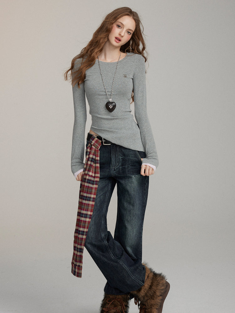 Loose Straight-Leg Denim Pants