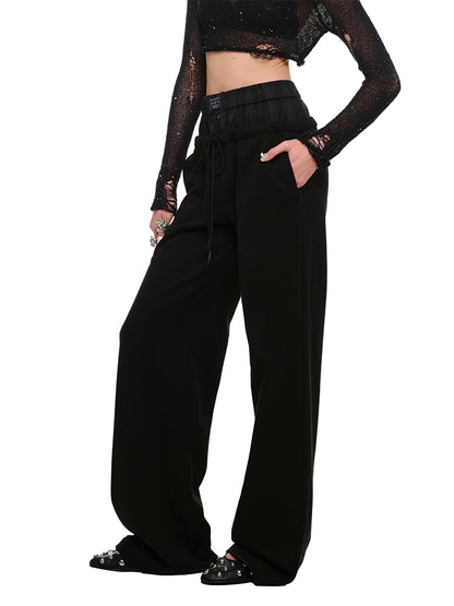 Patchwork Wide-leg Sweatpants