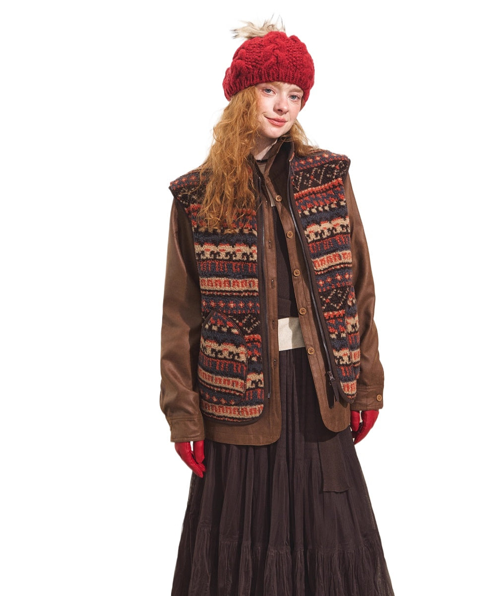 Fair Isle Fleece Knit Vest