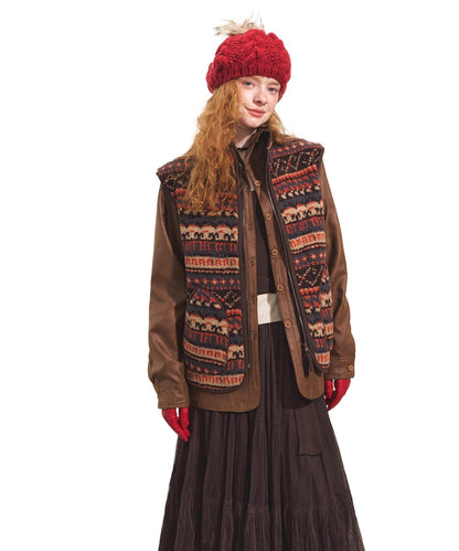 Fair Isle Fleece Knit Vest