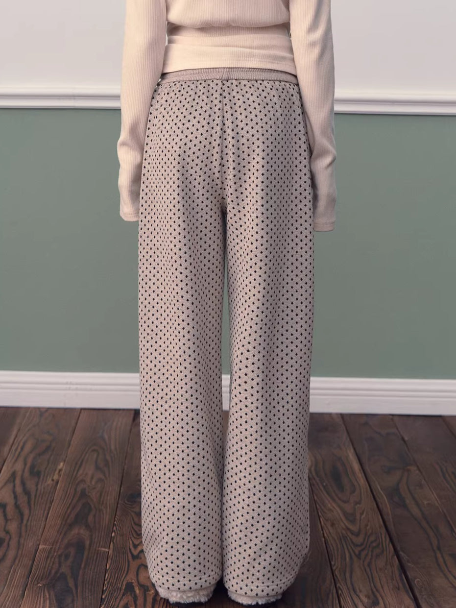 Polka Dot High-Waist Wide-Leg Pants
