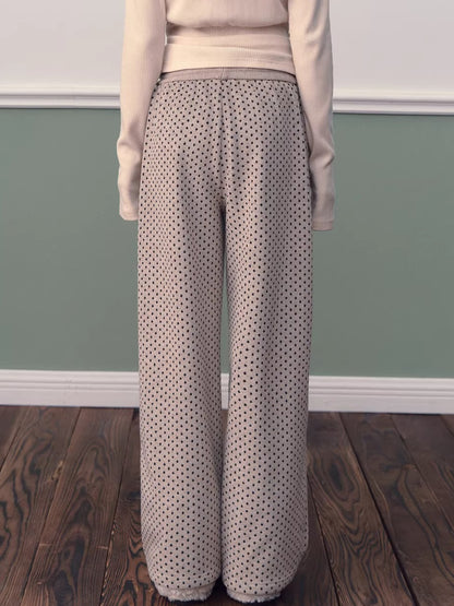Polka Dot High-Waist Wide-Leg Pants