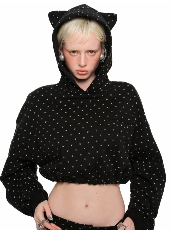Cat Paw Cropped Hoodie