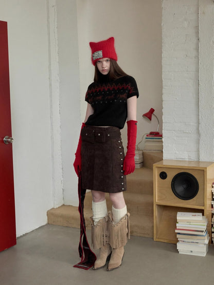 Fair Isle Pony Jacquard Turtleneck Knit Sweater