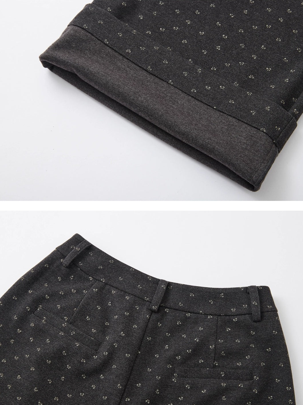 Printed Bow Wool-Blend Tailored Pants
