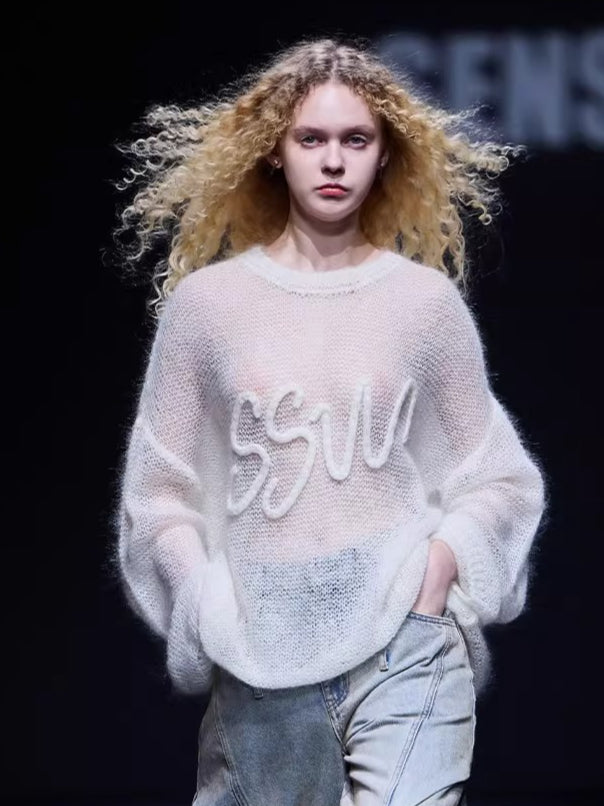 Mohair-Blend Oversized Knit Sweater