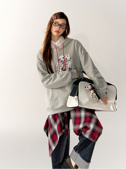 Printed Hooded Sweatshirt Jacket