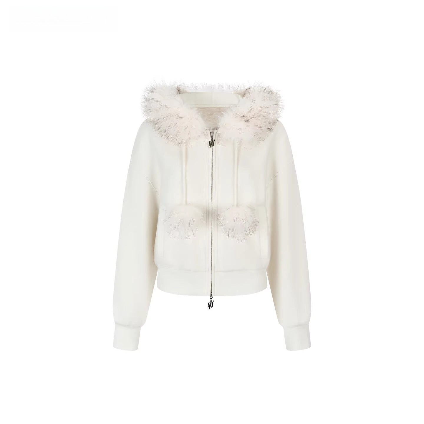 Faux Fur Collar Wool-Blend Fleece Jacket