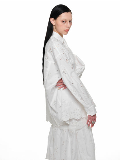 White Lace Jacquard Shirt